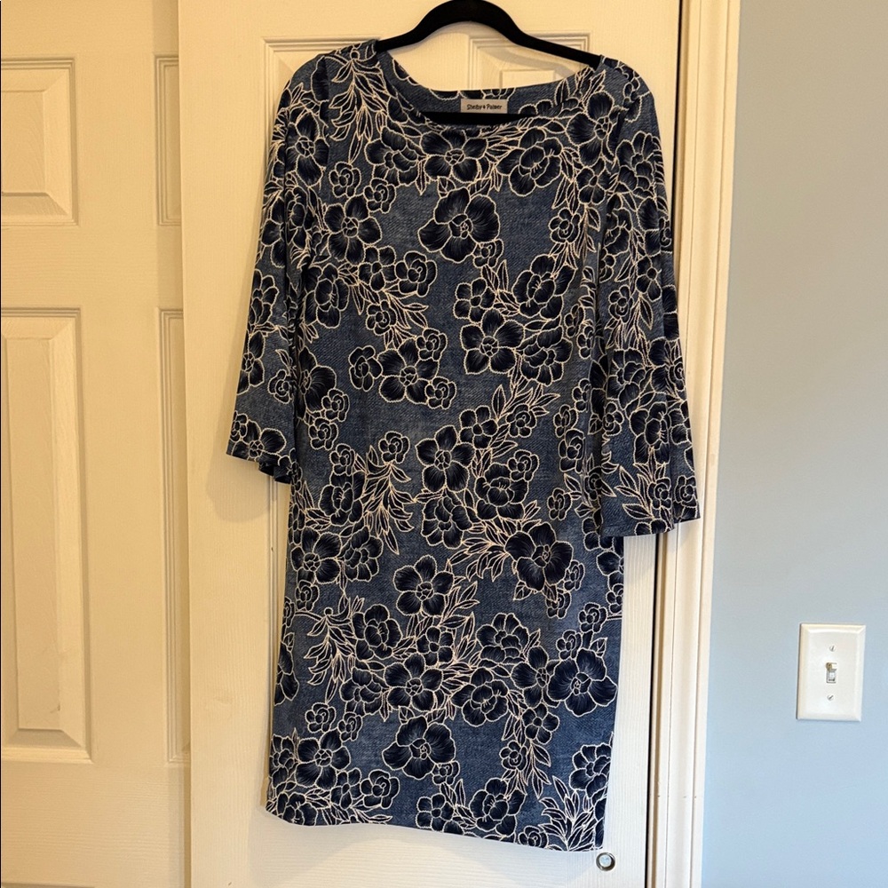 Shelby &Palmer Floral Blue Dress L